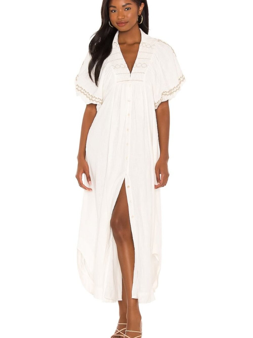 NWT Free People Women's Samantha Shirtdress in Ivory Combo Size Medium